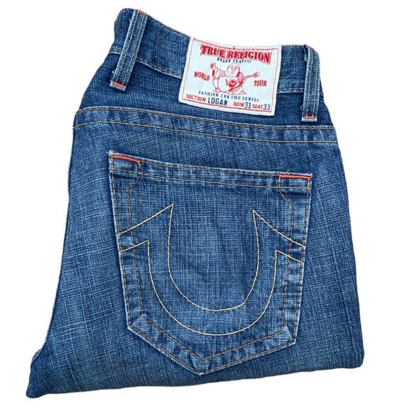 Vintage True Religion Jeans Size 33 LOGAN Blue - Picture 1 of 6